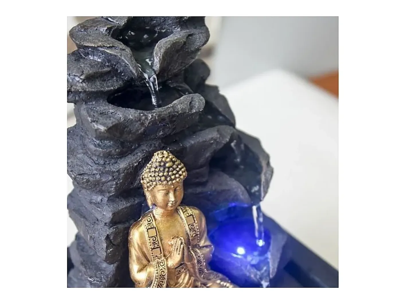 Zen Light Estatua-Fuente de Buda LED Shira Negro