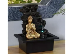 Zen Light Estatua-Fuente de Buda LED Shira Negro
