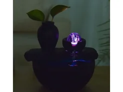 Zen Arôme Estatua-Fuente de resina de interior con LED de sílice Negro