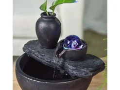 Zen Arôme Estatua-Fuente de resina de interior con LED de sílice Negro