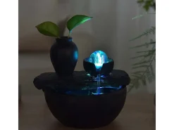 Zen Arôme Estatua-Fuente de resina de interior con LED de sílice Negro