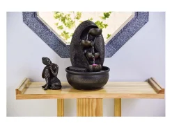 Zen Light Estatua-Fuente LED de interior del Buda de Krishna Negro