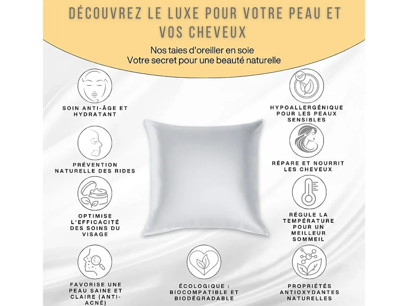 Outlet Inphysio Funda de Almohada en Pura Seda de Morera 70x50 Blanco