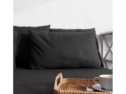 Soleil d'ocre Ropa De Cama-Funda de almohada lisa 50x70 cm ZZZ Negro