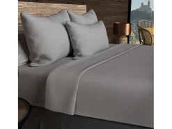 Soleil d'ocre Ropa De Cama-Funda de almohada rectangular US 50x75 cm en algodón liso 57 hilos Gris