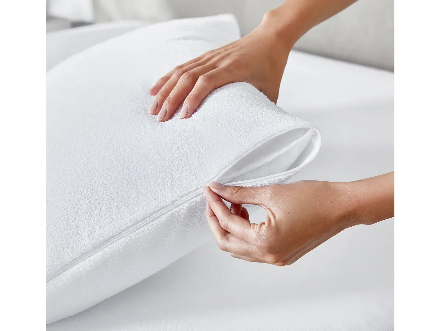 PIKOLIN Funda de Almohada 90x40cm| HOME| Rizo| Aloe Vera| Impermeable Blanco Hot