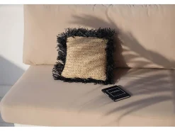 Bazar Bizar Ropa De Casa-Funda De Cojín De Rafia - Negro Natural - 40x40 Multicolor