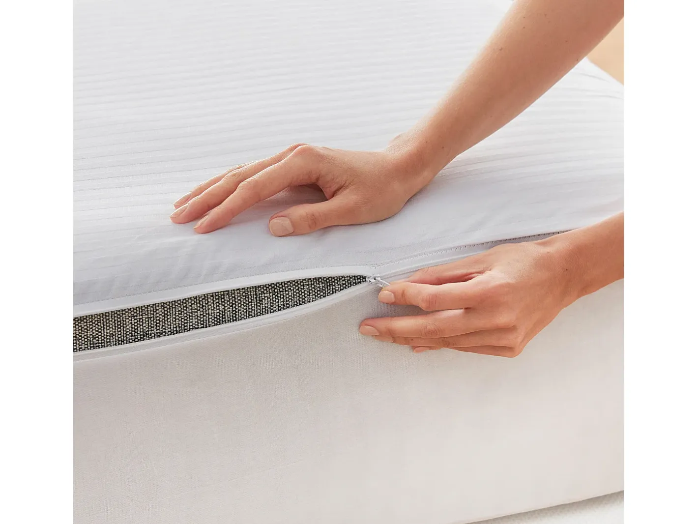 Online PIKOLIN Funda de colchón 135x196cm| HOME| 100% Algodón| Cremallera L Blanco