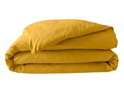 Douceur d'intérieur Funda de Edredón de Percal de Algodón Liso 240 x 220 cm Mostaza Clearance