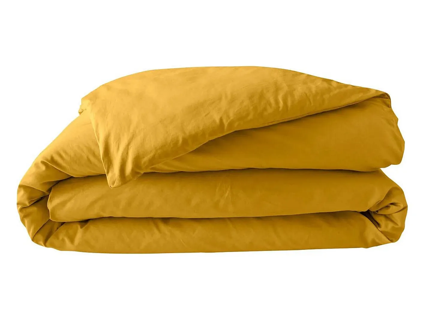 Douceur d'intérieur Funda de Edredón de Percal de Algodón Liso 240 x 220 cm Mostaza Clearance