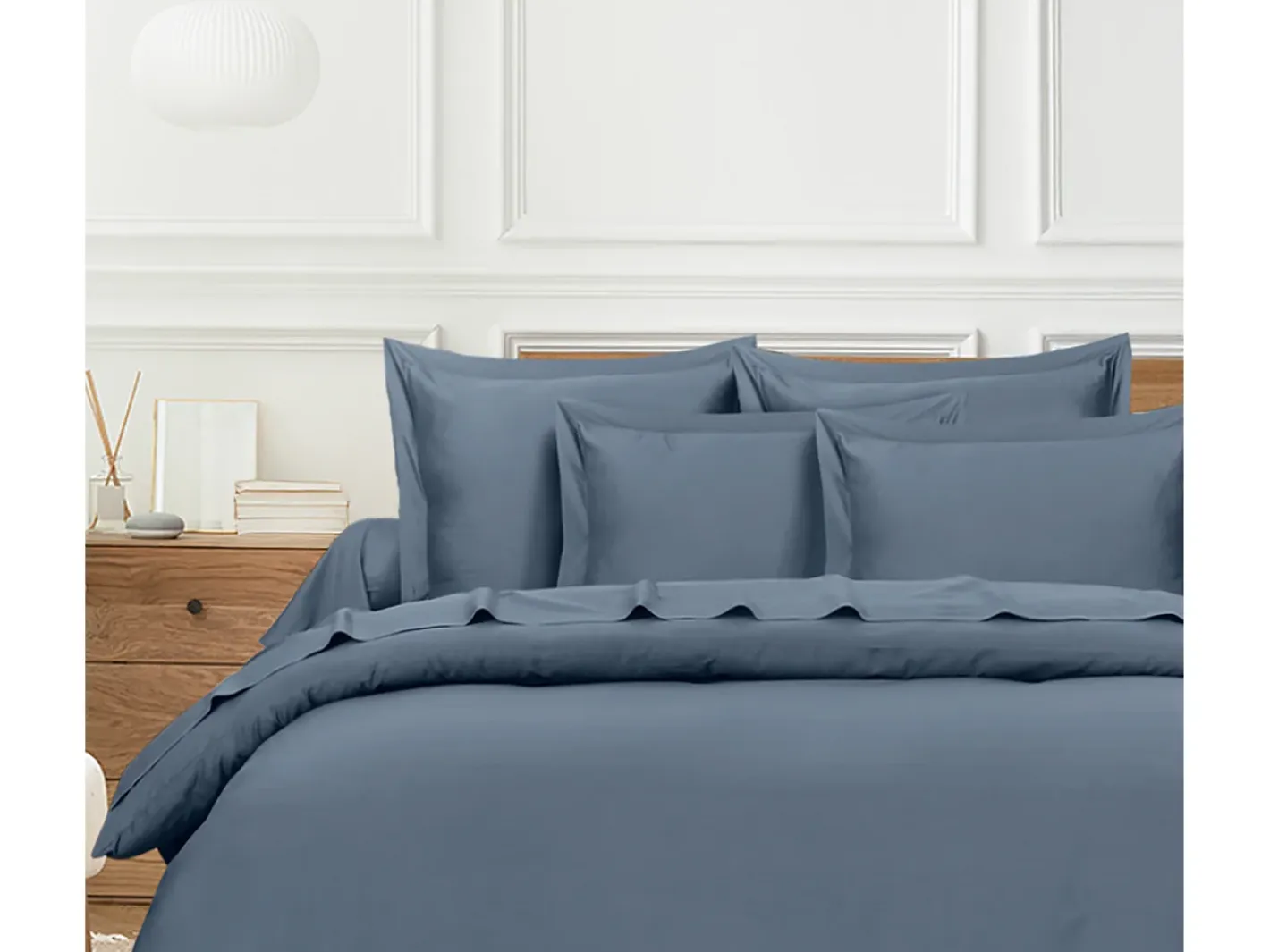 Blanc avenue Funda de edredón 200X200 cm satén de algodón Azul