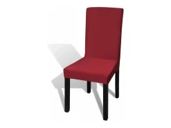 Online Funda de silla elástica recta 4 unidades burdeos ES521501 Rojo