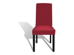 Online Funda de silla elástica recta 4 unidades burdeos ES521501 Rojo