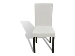 Funda de silla elástica recta 4 unidades ES460608 Crema