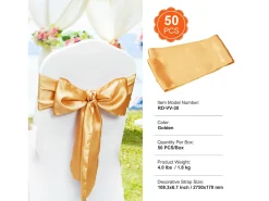 Ropa De Casa-Funda de Silla SucceBuy 50 uds., , Funda de Silla y Cinturón de Silla Extensible Dorado