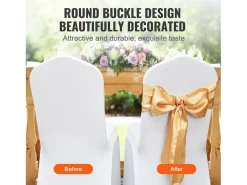 Ropa De Casa-Funda de Silla SucceBuy 50 uds., , Funda de Silla y Cinturón de Silla Extensible Dorado