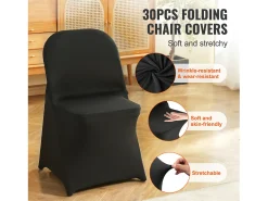 Funda de Silla SucceBuy 30 uds., , de Sillas Plegables en Elastano Extensible Negro