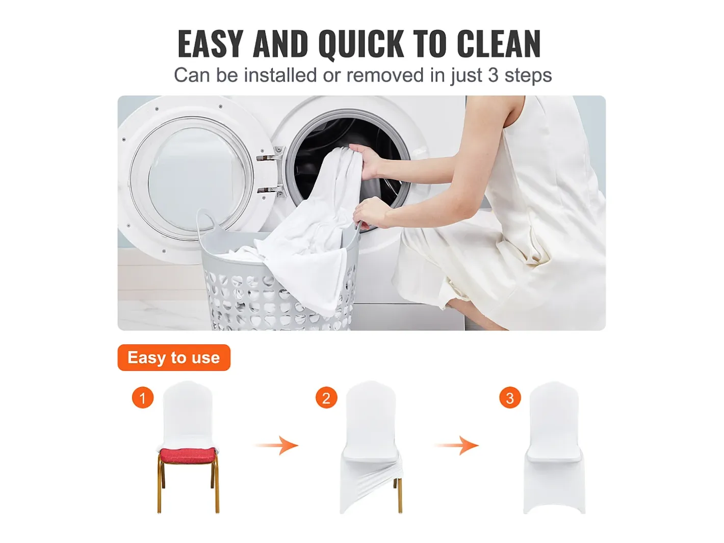 Best Funda de Silla SucceBuy 30 uds., , de Sillas Plegables para Momentos Especiales Blanco