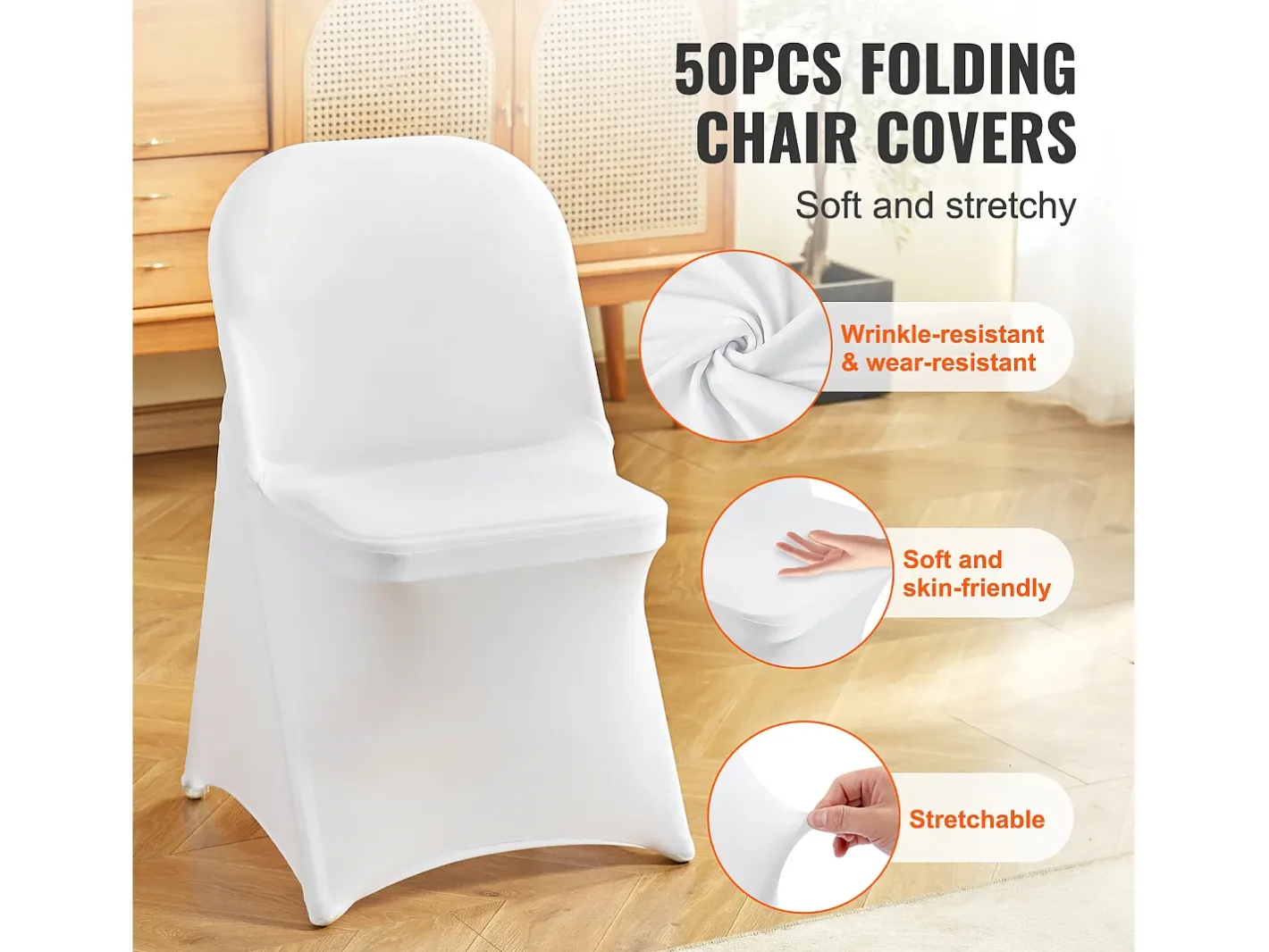 Ropa De Casa-Funda de Silla SucceBuy 50 Piezas, , de Sillas Plegables en Elastano Extensible para Matrimonio Blanco