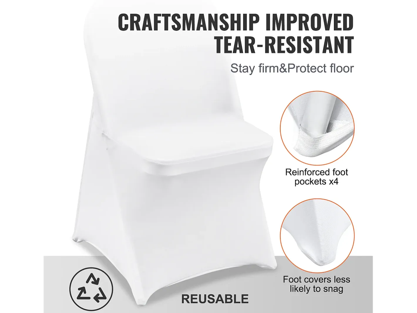 Ropa De Casa-Funda de Silla SucceBuy 50 Piezas, , de Sillas Plegables en Elastano Extensible para Matrimonio Blanco