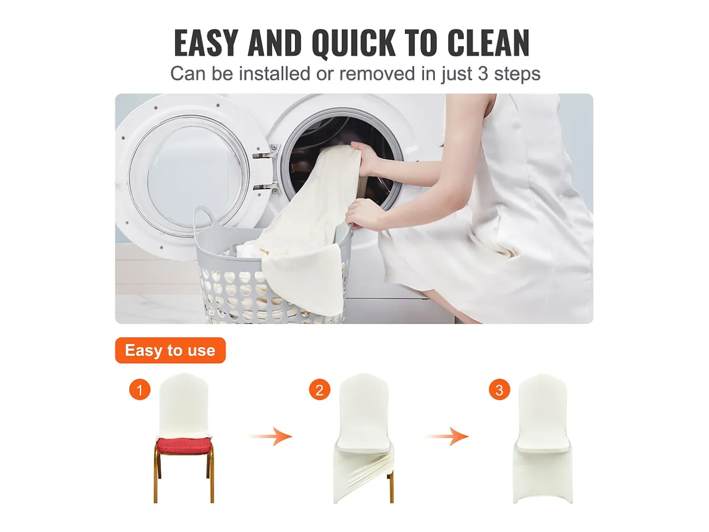 Outlet Funda de Silla SucceBuy, 50 Unidades, Ívor, Fundas de Silla Plegables en Elastano Extensible, para Diversas Ocasiones Como los Matrimonios y las Fiestas Blanco