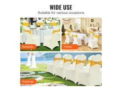 Outlet Funda de Silla SucceBuy, 50 Unidades, Ívor, Fundas de Silla Plegables en Elastano Extensible, para Diversas Ocasiones Como los Matrimonios y las Fiestas Blanco