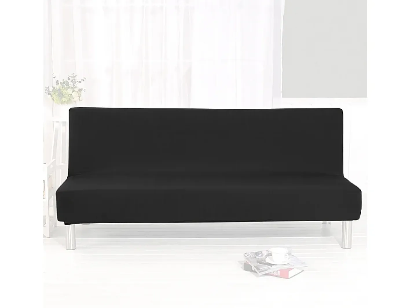 AHD Funda de sofá universal en tejido elástico Quacia - Negro
