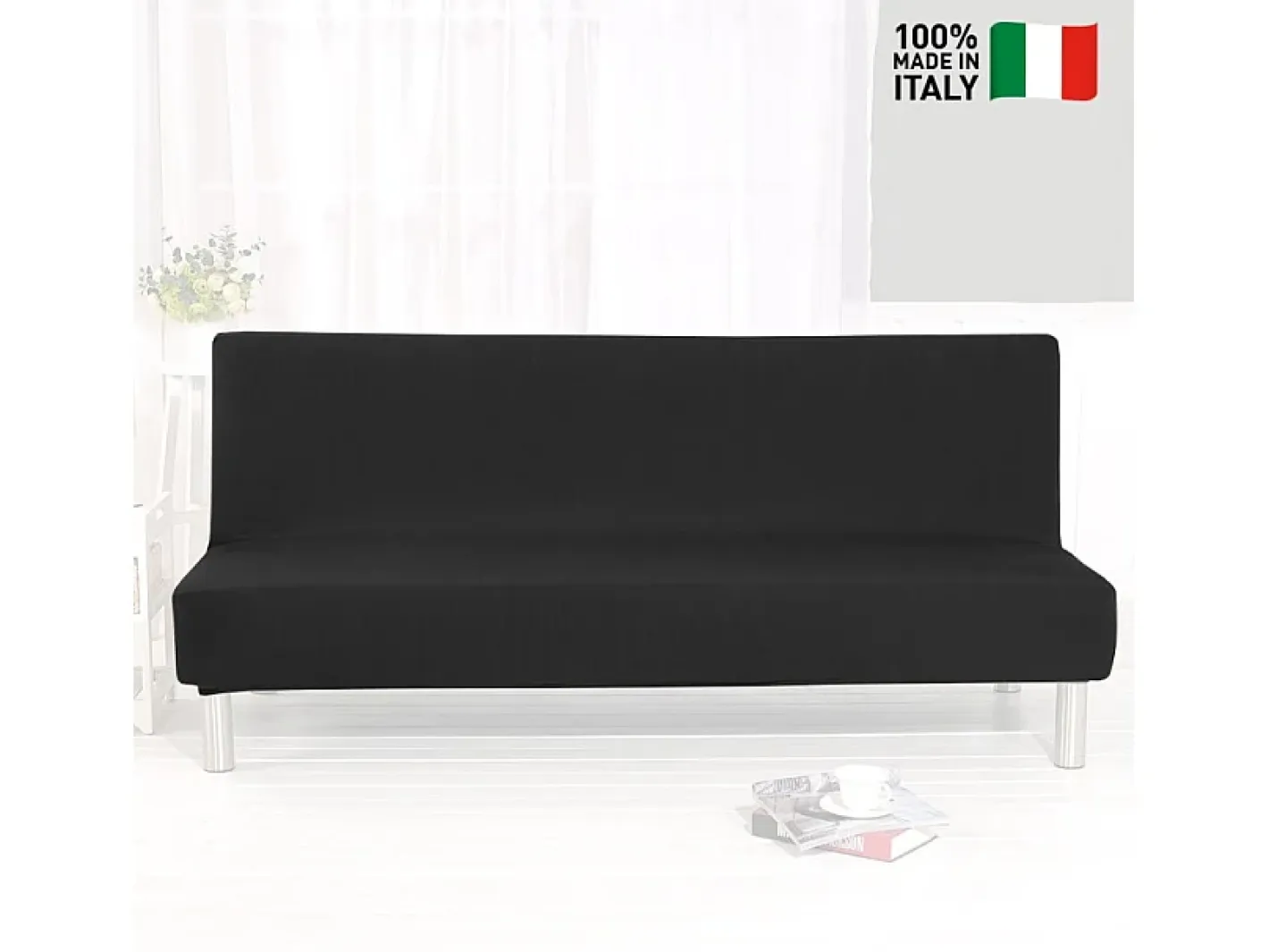 AHD Funda de sofá universal en tejido elástico Quacia - Negro
