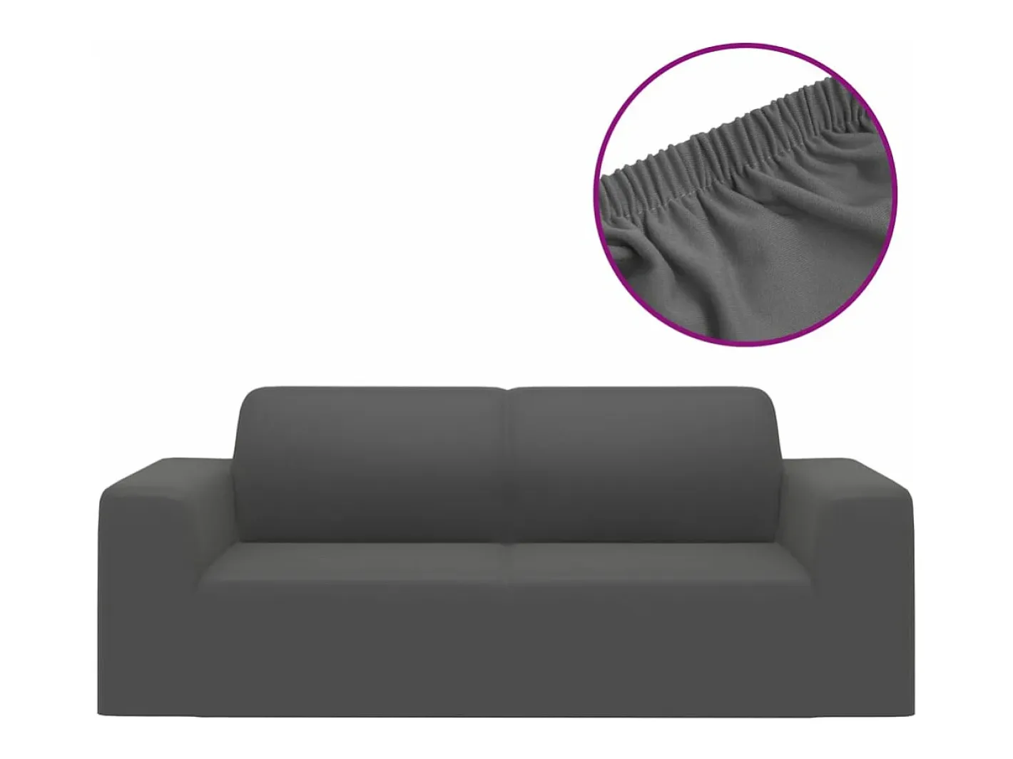 Funda elástica de sillón de 2 plazas poliéster jersey antracita ES716797 Gris antracita Outlet