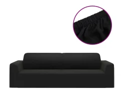 Funda elástica para sillón de 3 plazas poliéster jersey negra ES202499 Negro