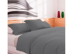Soleil d'ocre Funda nórdica de algodón 57 hilos 240x220 cm LISO , por Gris