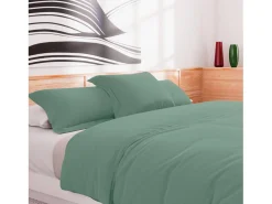 Soleil d'ocre Funda nórdica de algodón 57 hilos 240x220 cm liso mar, por Verde Online