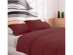 Best Soleil d'ocre Funda nórdica de algodón de 57 hilos 240x220 cm Ladrillo liso, por Rojo