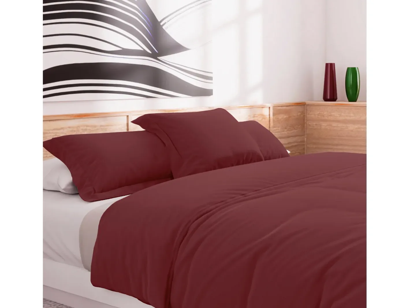 Best Soleil d'ocre Funda nórdica de algodón de 57 hilos 240x220 cm Ladrillo liso, por Rojo