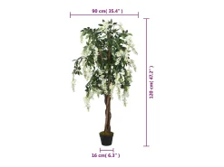 Hot Glicina artificial 840 hojas 120 cm y blanco Verde