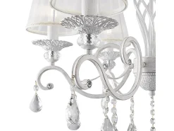 Maytoni Lámpara Suspendida-Grace Araña Blanca con Oro y Cristal, con Pantallas, 6 Luces, E14 Blanco