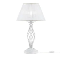 Maytoni Lámpara De Mesa-Grace Lámpara de Mesa Blanca con Oro y Cristal, 1 Luz, E14 Blanco