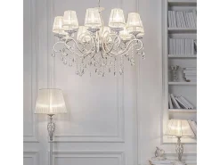 Maytoni Lámpara De Mesa-Grace Lámpara de Mesa Blanca con Oro y Cristal, 1 Luz, E14 Blanco