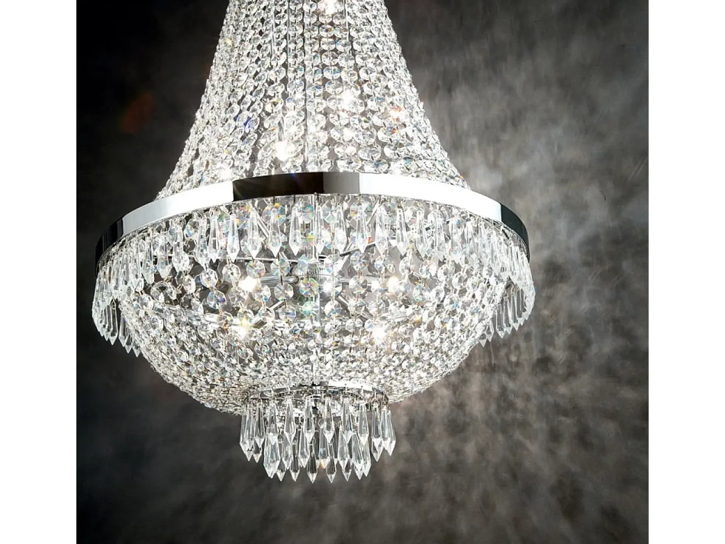 Ideal Lux Lámpara Suspendida-Gran lámpara de araña decorativa cromada, G9 Gris