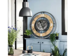 Atmosphera Reloj De Pared-Gran Reloj de Pared Silencioso de Metal y Madera D 90 cm Multicolor