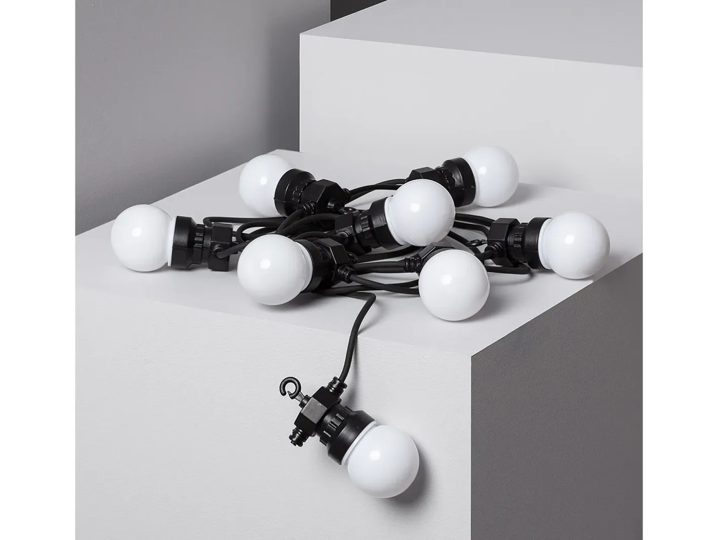 Ledkia Guirnalda Luminosa-Guirnalda de Bombillas LED Solar Exterior Kuiper 7m Blanco