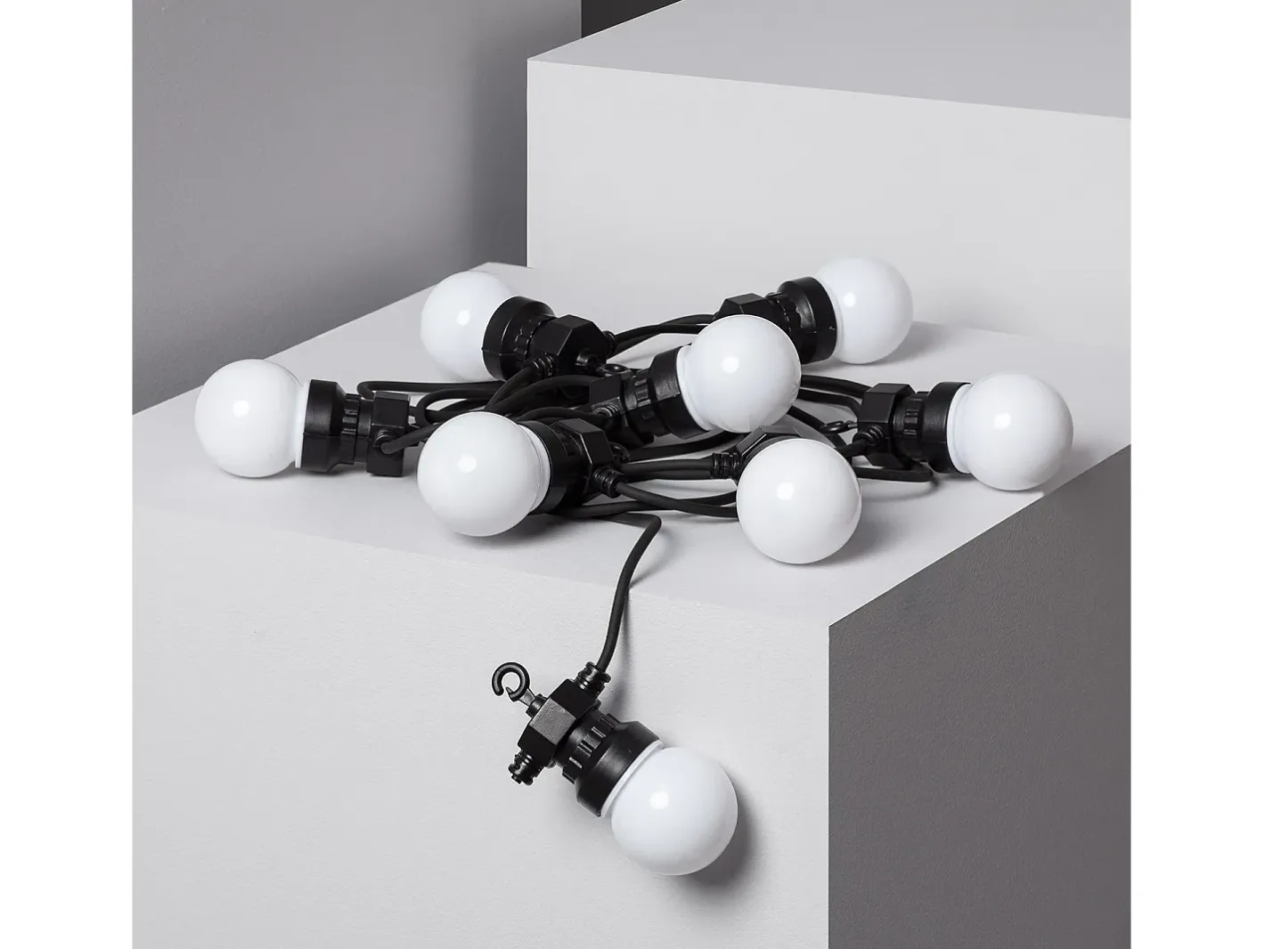 Ledkia Guirnalda Luminosa-Guirnalda de Bombillas LED Solar Exterior Kuiper 7m Blanco