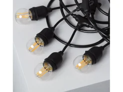 Ledkia Guirnalda Exterior con Bombillas LED E27 Filamento 5.5m IP65 Negro 4000K Neutro Blanco