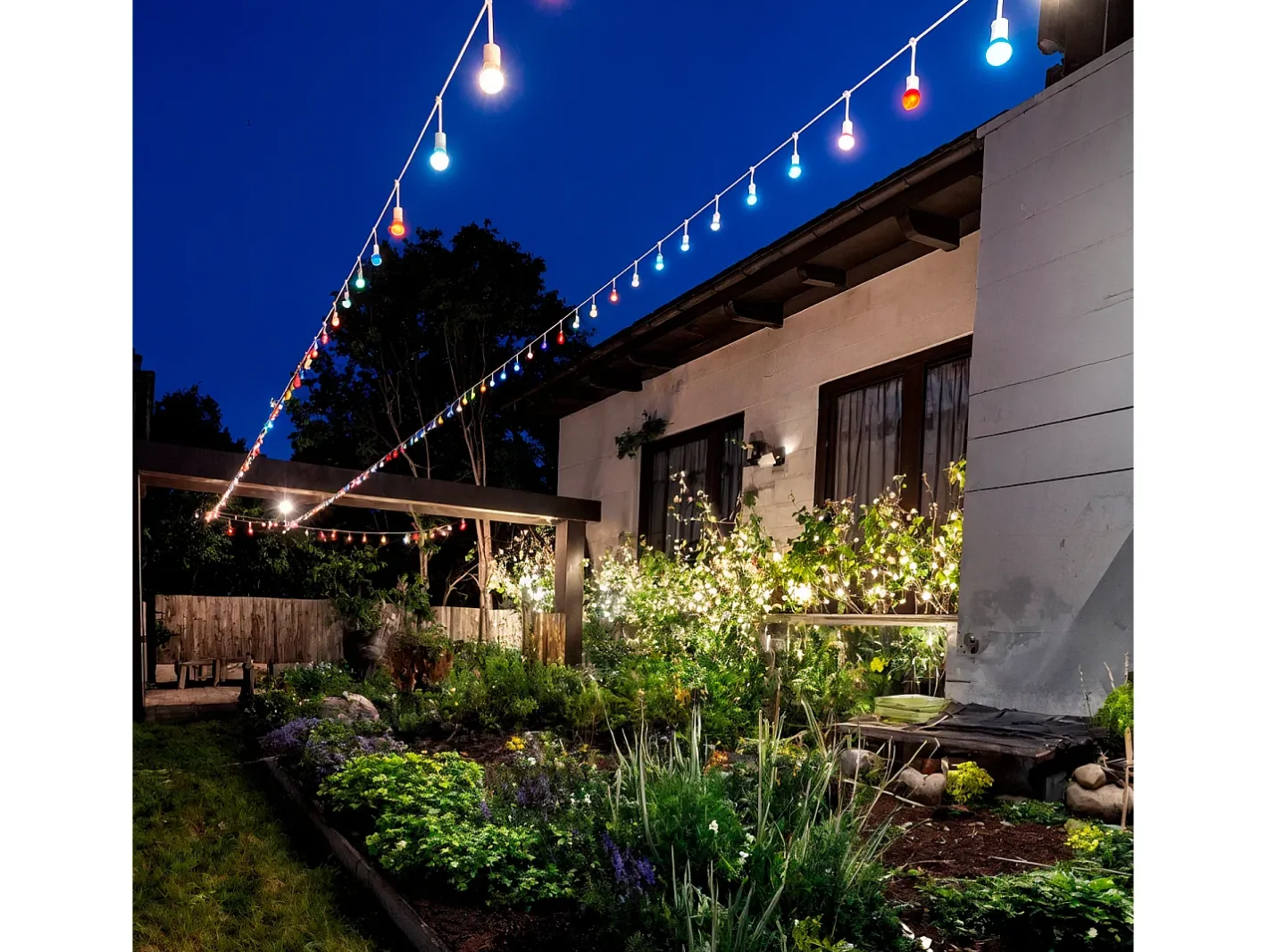 Ledkia Guirnalda Luminosa-Guirnalda Exterior con Bombillas LED E27 5.5m IP65 Blanco Blanco Multicolor