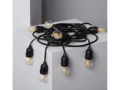Ledkia Guirnalda Exterior con Bombillas LED E27 Filamento 5.5m IP65 Negro 2700K Cálido Blanco New
