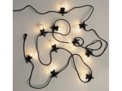 Ledkia Guirnalda Luminosa-Guirnalda Luces Exterior Easyfit 12VAC con 10 Bombillas 5.65m 2700K Blanco Cálido Negro