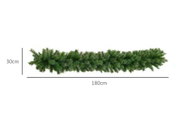 Guirnalda navideña artificial de 1,8 m con 160 ramas, decorativa para escaleras y chimenea, flameada, en plástico (180x30x30 cm) Verde Sale