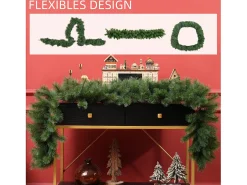 Guirnalda navideña artificial de 1,8 m con 160 ramas, decorativa para escaleras y chimenea, flameada, en plástico (180x30x30 cm) Verde Sale