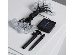 Ledkia Guirnalda Luminosa-Guirnalda Solar Exterior 30 Bolas LED 5m 5000K Blanco Frío Negro