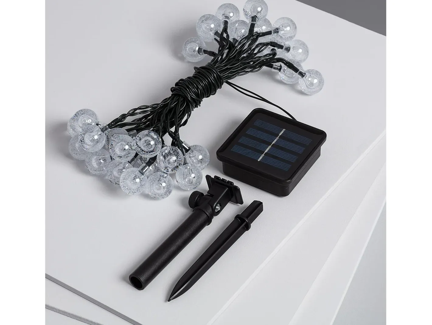 Hot Ledkia Guirnalda Solar Exterior 30 Bolas LED 5m 3000K Blanco Cálido Negro